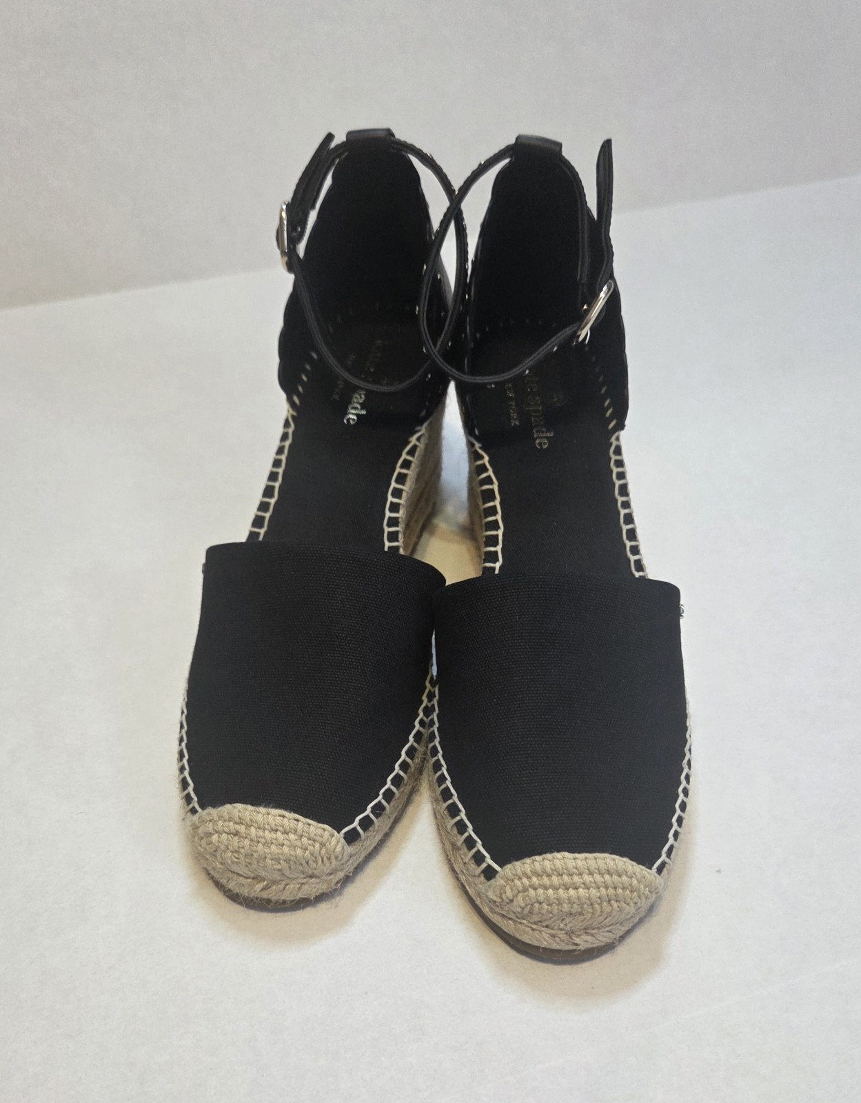 KATE SPADE Paloma Women's Espadrille Sandals Wedge Ankle Strap Black New Sz 8 thumbnail 2
