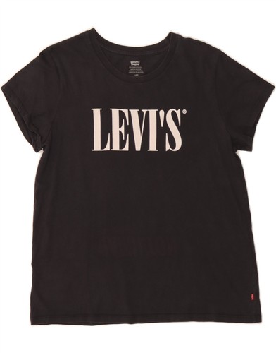 Levi's Damen Grafik T-Shirt Oberteil UK 16 Large schwarz Baumwolle DH61