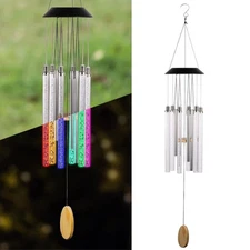 Solar Wind Chime for Outside 6 LED Tube Color Changing Garden Decor Gift for Her