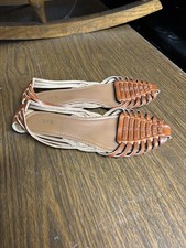 J. Crew Huaraches Woven Brown Leather Flats Size 10
