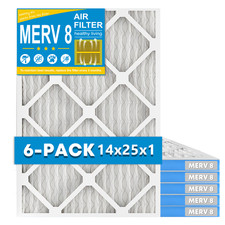 14x25x1 Pleated Air Filters, Replacement for HVAC AC Furnace MERV 8 6 Pack