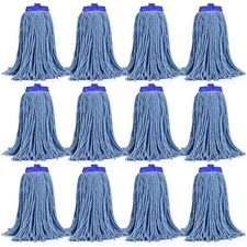 Matthew Cleaning Screw-on Cotton Mop Replacement Heads Blue Large 12 Pack with
