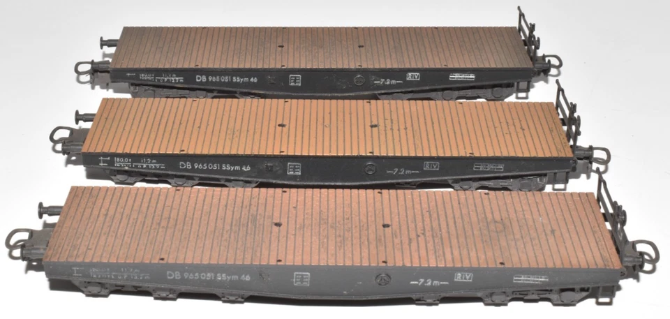 Liliput H0 9 Stück Schwerlastwagen SSym je 6 Achsen der DB in Ep. III Wagenset - Bild 3 von 4