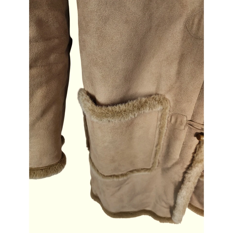 Abrigo UTEX Diseño Capucha Imitación Gamuza y Piel Borde Palanca Pequeño Mujer Largo Boho Nieve Foto 4 de 4