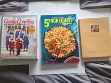 3 Cook Books/Recipes Cooks Country Tasteful Home & Encyclopedia Of Chicken 