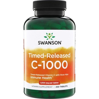 Swanson Timed-Release Vitamin C with Rose Hips Tablets, 1,000 mg, 250 Count
