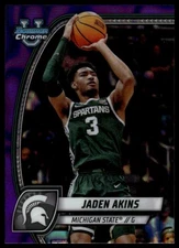 2024-25 Bowman Chrome University Jaden Akins #80 Purple Lava