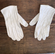 Vintage Small Beaded Dress Gloves, Cream Color 8 1/4   