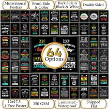 32 Set of 64 Motivational Posters,1 Free Inspirational Poster, Positive Class...