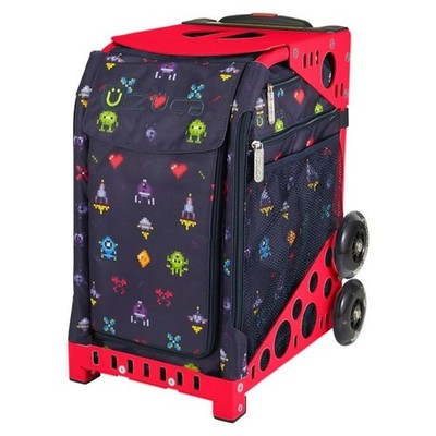 Zuca Red Sport Frame Pixel Play Insert Bundle Travel Rolling Bag