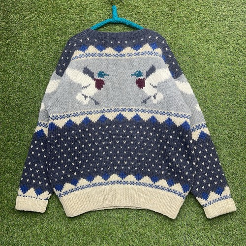 Vintage Woolrich Ducks Mallards Wool Hunting Sweater Mens XL AOP All Over Knit - Picture 2 of 12