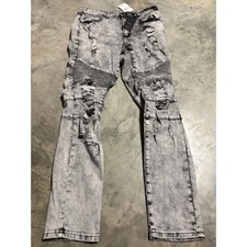 Jeans skinny Forever 21 uomo 34 grigio denim elasticizzato 5 tasche effetto invecchiato slim nuovo con etichetta