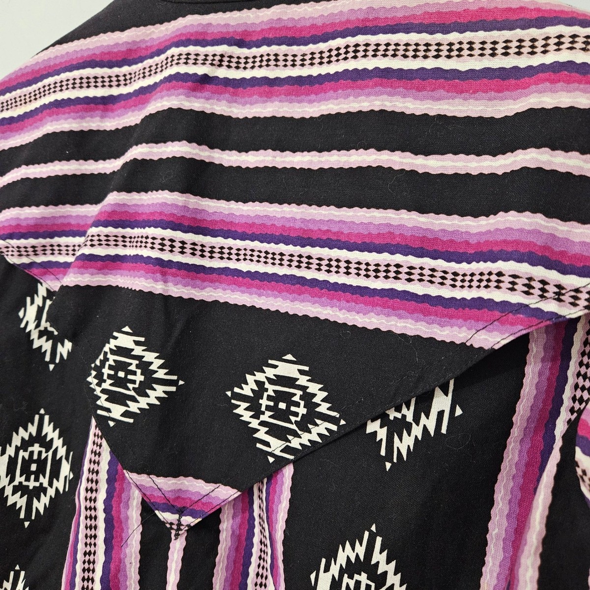 KMA By D & M Womens Southwestern Western Cropped Keyhole Shirt Black Purple S View 5