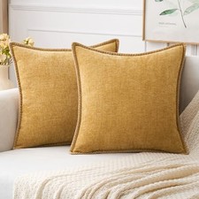 Pack of 2 Couch Throw Pillow Covers 20x20 Inch 20" x 20" Pack of 2 Gold