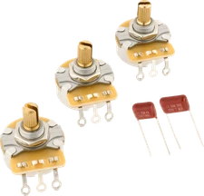 Genuine Fender Stratocaster Split Shaft Potentiometer and Capacitor Kit, 3-Pack