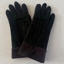 Womens Leather Winter Gloves Black Fleece Lined Cold Weather Size S Soft Warm