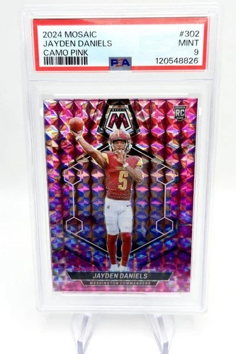 2024 Panini Mosaic CAMO PINK PSA 9 Jayden Daniels ROOKIE #302 (RC) Commanders