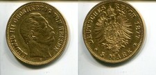 HESSEN 1877 H - 5 Mark in Gold, vz - LUDWIG III. - Original !!