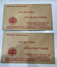 2657.27 - Vintage Pair 1940's Standard Oil Atlas Tires & Battery Warranty Holder