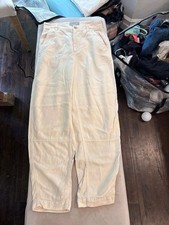 Everlane beige barrel leg pants