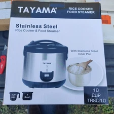Tayama Rice Cooker/Food Steamer Stainless Steel Inner Pot Keep Warm (10-Cup)