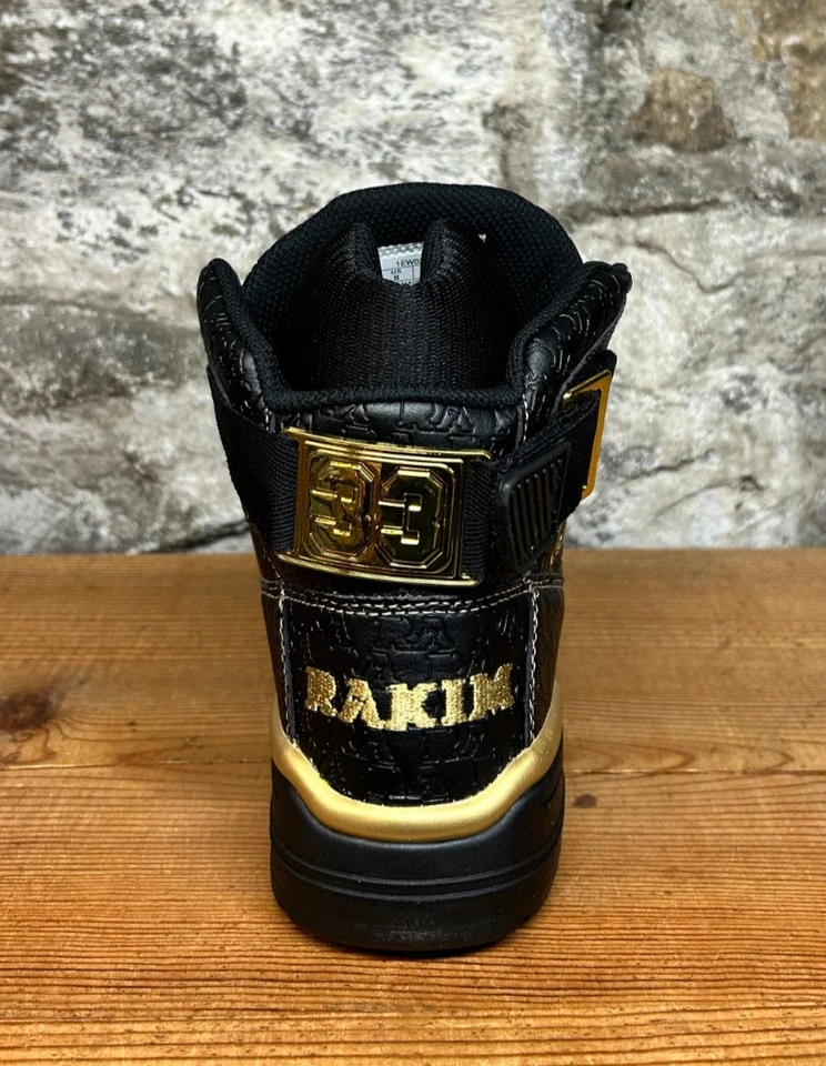 EWING 33 HI x RAKIM 1EW02398-040 EMBOSSED RA BLACK/GOLD New In Box - Image 3 of 4