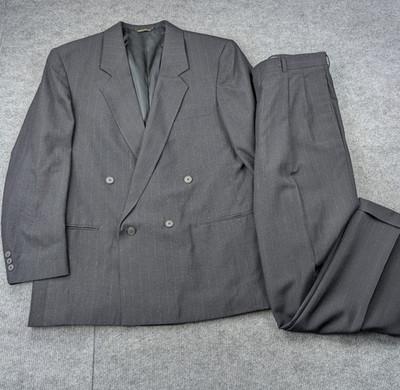 Vintage Levis Suit Mens 44R Pinstripe Double Breasted Machine Washable USA Made