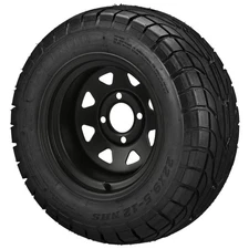 (4) Golf Cart 22x9.50-12 LSI Elite Street Tire on 12x7 8-Spoke Black Steel Wheel
