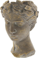Greek/Roman Female Head Cement Planter - 10.5" Unique Garden Decor