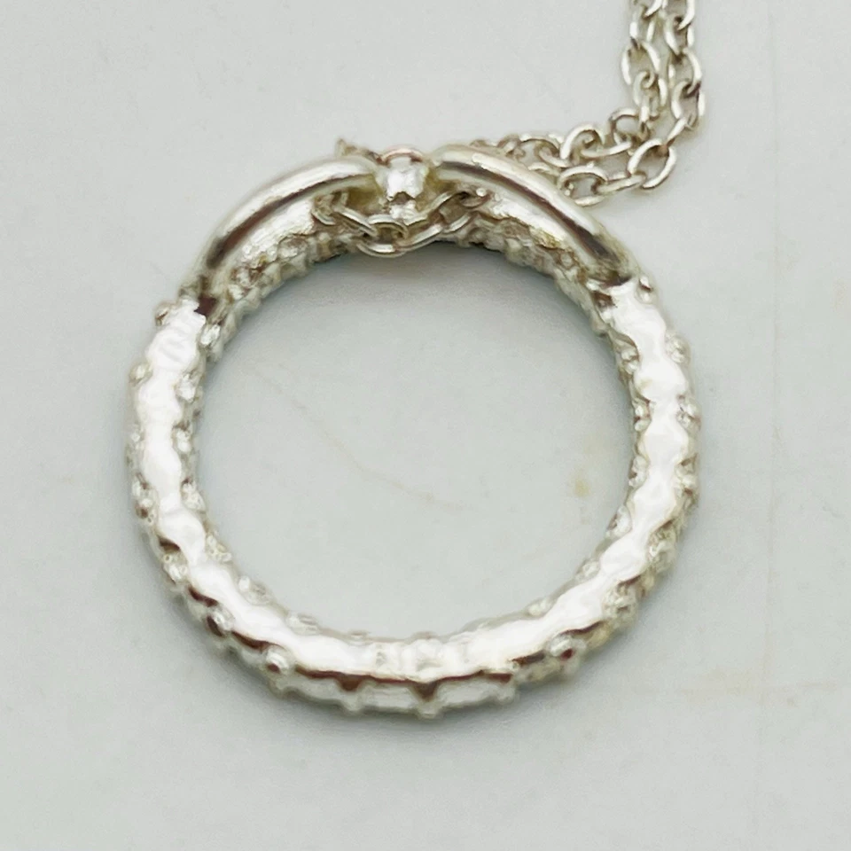 Collar Colgante Círculo Estrás Azul Avon Tono Plata Estampado NRT 18" Foto 4 de 4