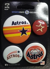 Sportscrate Exclusive Rico Ind. Houston Astros Retro Logos 4-Button Set
