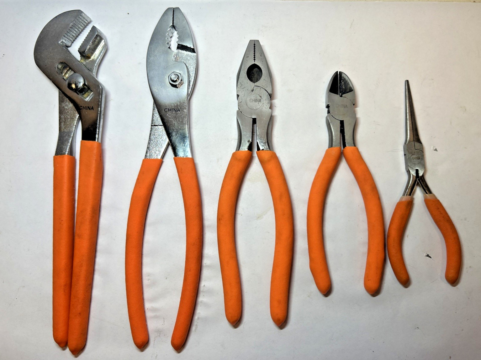 PITTSBURGH 5 pc Various Plier Set Carbon Steel Linesman Long Nose Cutter