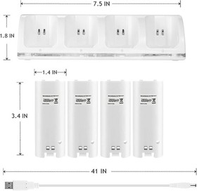 4x Rechargeable Batteries Pack + Charger Dock For Nintendo Wii Remote Controller
