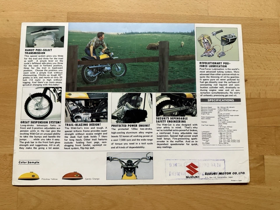 Suzuki Tc120 Wildcat Original Sales Brochure - image 2 of 2