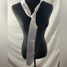 DiBanGu Silver Tie Men's Formal Wedding Neck Tie Shiny Satin Wedding Prom Formal