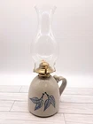 Red Wing Stoneware Hurricane Oil Lamp Lantern 4 Birch Leaf Pattern Handle 14.5"
