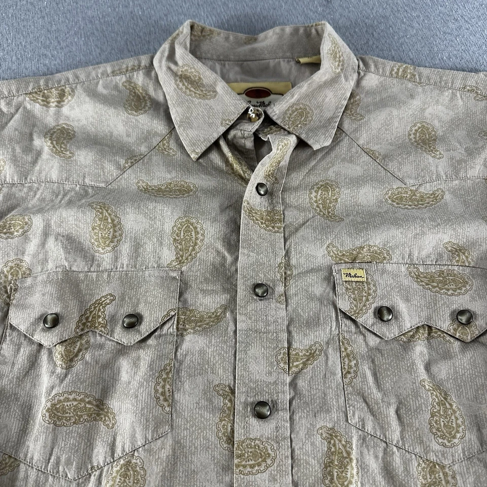 Camisa masculina Larry Mahan 2XL marrom paisley pérola encaixe cowboy coleção faroeste - Imagem 2 de 4