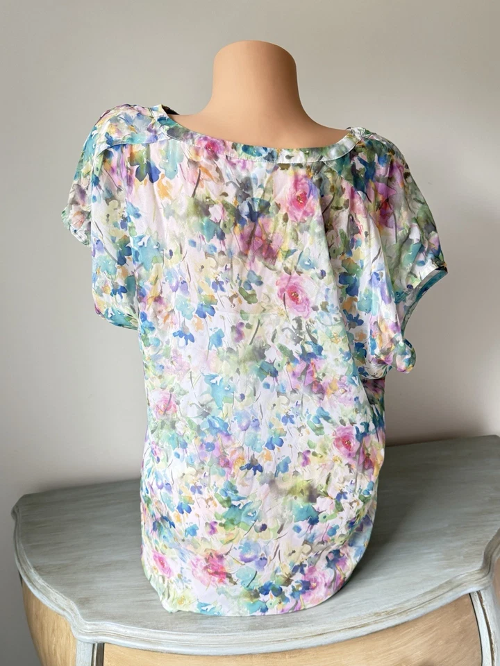 LIZ CLAIBORNE 2 pc Top XL Tank Underlay Loose Fit Blouse Floral Fairycore Mom - Image 3 of 4
