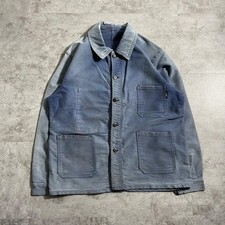 50-60s Le Laboureur Moleskin French Work Jacket Blue M Vintage