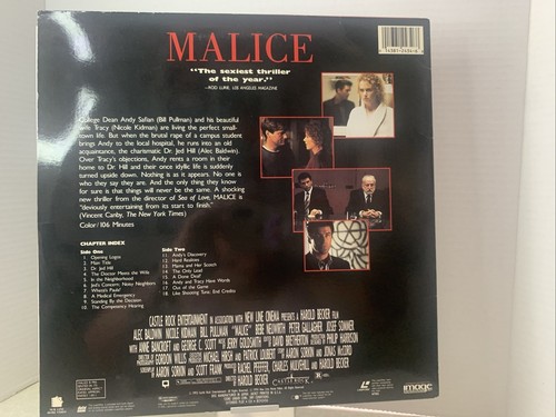 "Malice" Widescreen Laserdisc LD - Alec Baldwin & Nicole Kidman (Very Good) - Picture 4 of 7