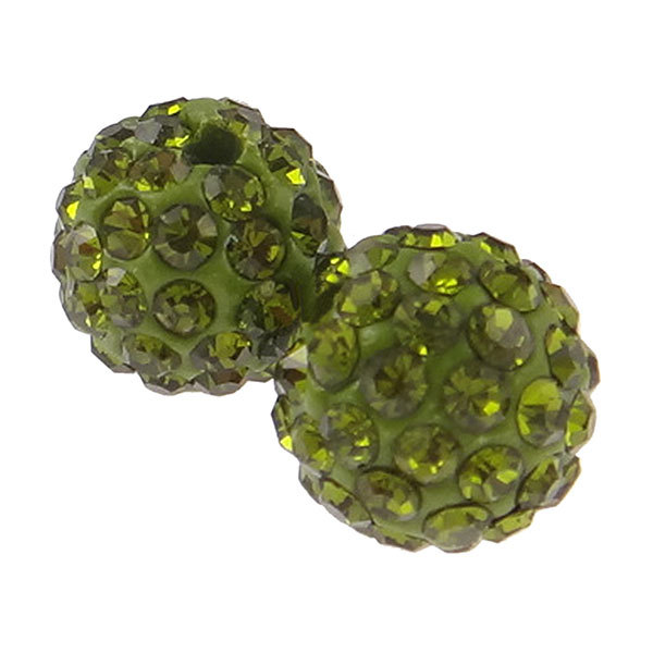 20 Perles En Argile Strass Vert Sapin 10mm - Environ 65 Strass Par Perle Haute Qualité