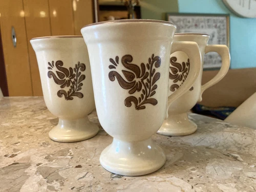 Pfaltzgraff Village GrandMug/Footed Pedestal Mug 5.25" Tall Lot of 5 Vintage USA