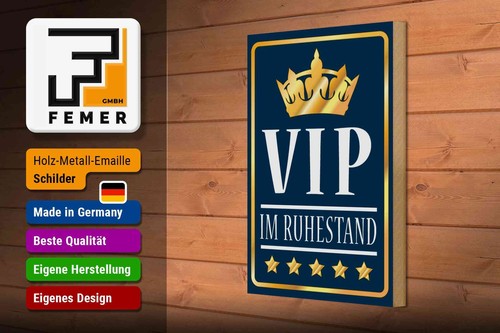 Holzschild Spruch 20x30 cm VIP im Ruhestand ( b/w) Holz Deko Schild wooden sign - Bild 3 von 5