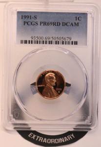 1991-S 1C Lincoln Cent Proof PCGS PR69RD DCAM GENUINE BEAUTIFUL COIN