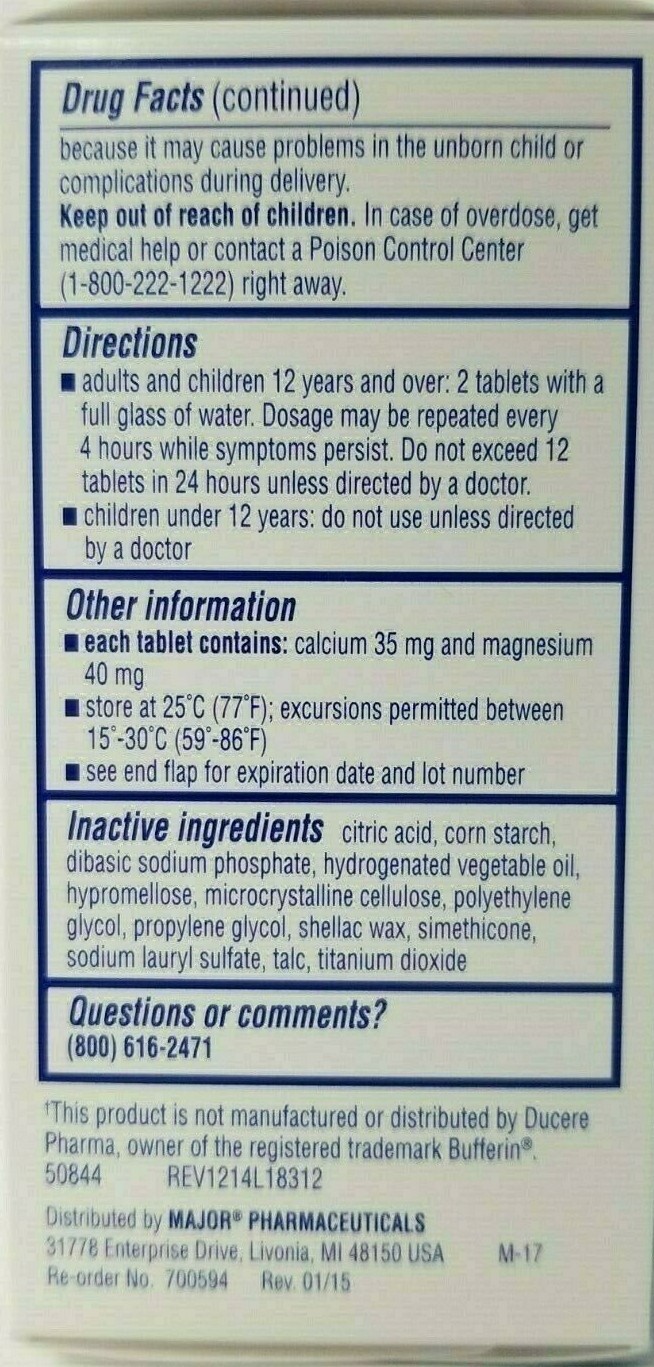 Major Tri Buffered Aspirin 325mg to Bufferin) 100ct 6 Pack