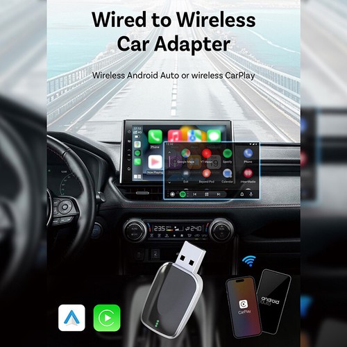 2in1 Wireless CarPlay Android Auto Adapter AI Mini Box Plug&Play For Car Radio - Picture 12 of 12