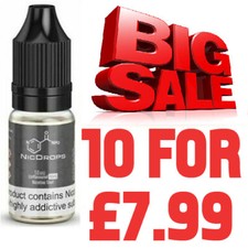 Nicotine Shots Drops 10ml x 10/20 18mg/15mg By NicDrops Nic Shots 70% E liquid
