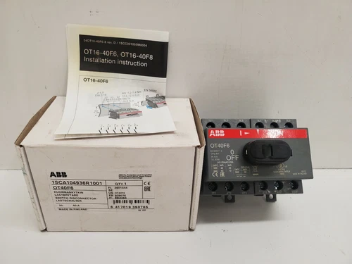 NEW IN BOX! ABB 6-POLE 40A NON-FUSIBLE DISCONNECT SWITCH OT40F6 1SCA104936R1001