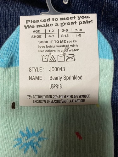 Sock It To Me Socks - Junior Crew - Bearly Sprinkled - Brand New - Picture 4 of 5