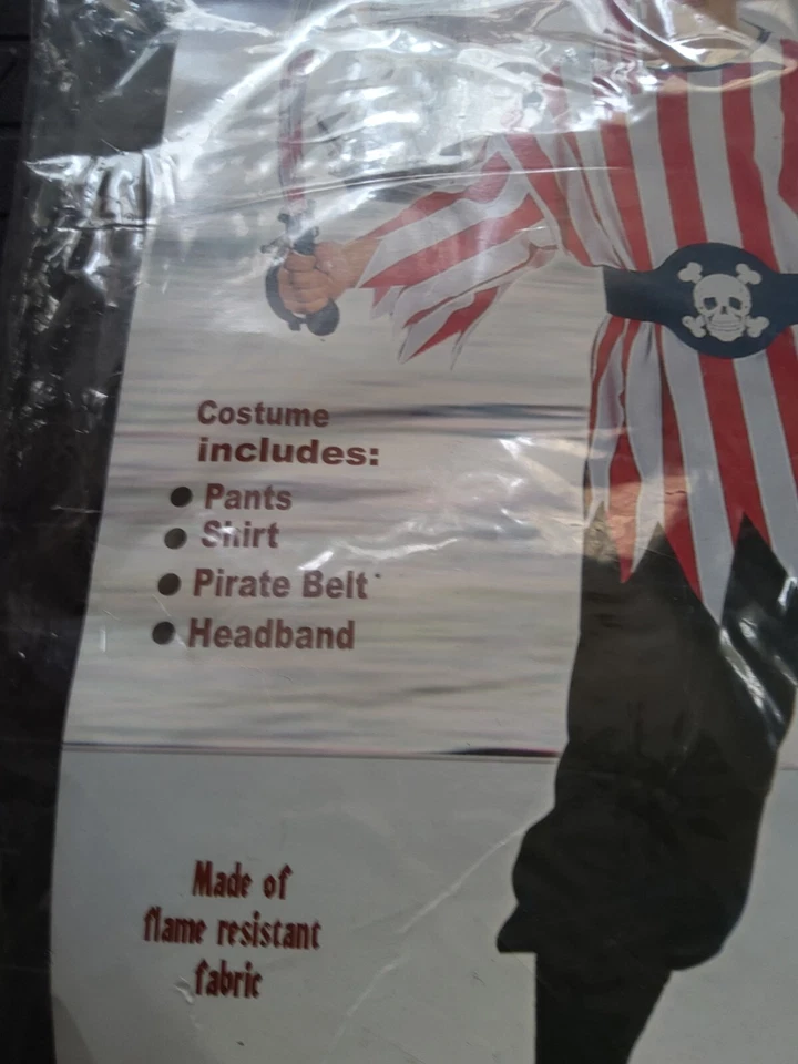 Disfraz de pirata de Halloween niño talla 12-14 rojo blanco parche para niños sombrero gancho Foto 2 de 3